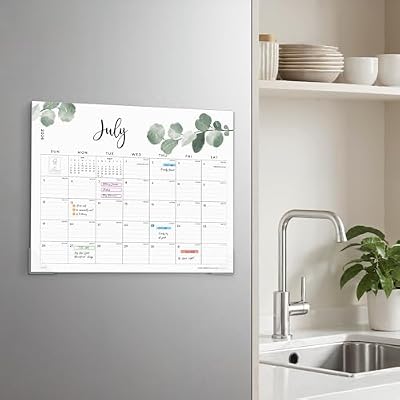 Cabbrix Magnetic Calendar for Refrigerator 2026, Monthly Fridge Calendar Magnet Covering July 2026 to December 2027, 15 x 12 inch, Aesthetic Greenery Design, Easy Organizing