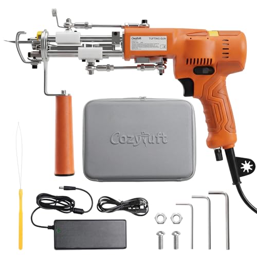 Cozytuft Tufting Gun 2-in-1 Cut & Loop Pile Professional Rug Making Tool with LED Light Low Noise & Vibration 120W Quiet Brushless Motor Adjustable Speed Perfect for Beginners and Artists