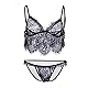 Sexy Damen-Dessous-Set aus BH und Höschen, erotisch, romantisch, aus Spitze, transparent, süß, ohne Bügel, Unterwäsche zum Schlafen, PRY443GYZN08KG511DK2W, Schwarz, PRY443GYZN08KG511DK2W M