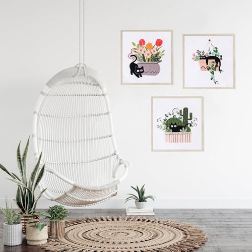 Image of LB Cat Embroidery Kit for Beginners Adults, 3 Sets Hand Embroidery Starter Kit with Cactus Floral Pattern and Instructions Stamped Cross Stitch Kits Include Embroidery Hoop Needles Threads Scissors