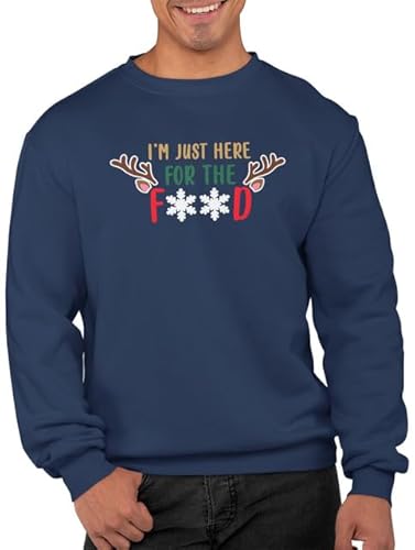 Graphic Impact I'M Just Here For The Food Chritsmas Dinner Party Ugly Xmas Jumper Xmas Sweatshirt Adults Kids Unisex Sweater Christmas Jumper (M, Navy