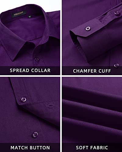 Men's Solid Long Sleeve Dress Shirt with Matching Tie and Handkerchief Set Classic Button Down Formal Business Shirts3