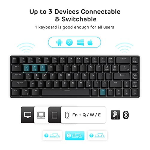 Image of RK ROYAL KLUDGE RK68 Hot-Swappable 65% Wireless Mechanical Keyboard, 60% 68 Keys Compact Bluetooth Gaming Keyboard with Stand-Alone Arrow /Control Keys, Quiet Red Switch, Black