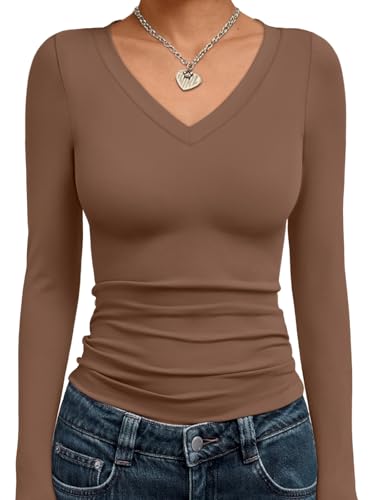 Image of Trendy Queen Womens Long Sleeve Shirts 2026 Fall Fashion Basics Crop Tops