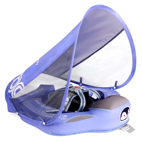 Image of Lurui Baby Floats for Pool with Canopy Removable Sun Protection Canopy Mambobaby Float Non Inflatable Upgrade Add Tail Avoid Flip Waterproof Skin-Friendly Infant Swim Float 3-24 Months
