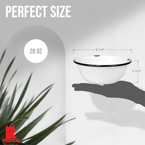 Red Co. QM-4922 Set Of 4 Enamelware Metal Classic 20 Oz Round Cereal Bowl thumb #5