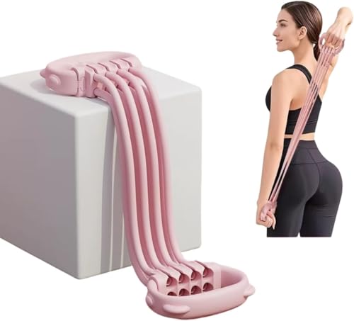 Multi-Tube Resistance Stretching Band for Women & Men – Shoulder & Back Flexibility Trainer, Arm Workout Band, Home Gym Exercise Equipment, Mobility & Posture Correction Stretch Tool, Pink