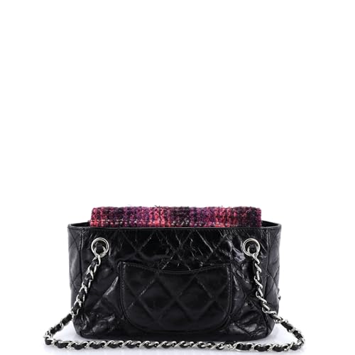 Pre-Loved Portobello Chain Shoulder Bag Quilted Glazed Calfskin and Tweed Small, Purple3