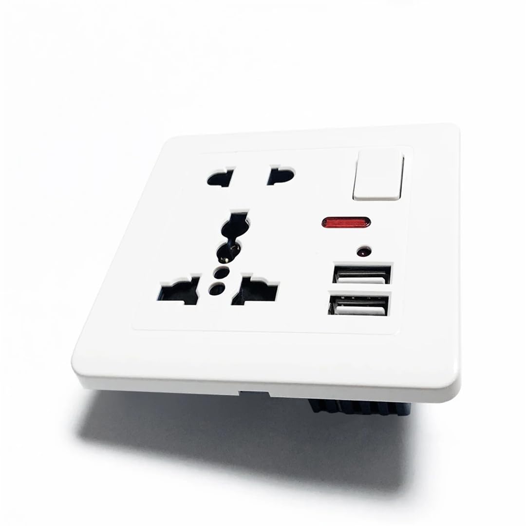 Prise USB Standard Double Port De Chargeur USB Universel 13A Prise Électrique Interrupteur Contrôle USB Prise De Courant Murale Gray 110-250V