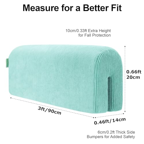 Image of AEOCOO Bed Bumpers for Toddlers, Size 3 Ft, Toddler Bed Rail Bumper Protector for Loft Beds & Bunk Beds, Bed Rail Height Extender Bed Guardrail, Anti-Bump | Fall Prevention, Blue