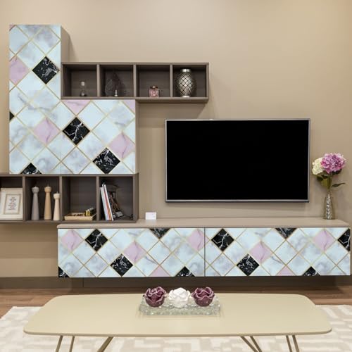 Image of SARVATRAY Self-Adhesive Wallpaper, Kitchen Oil Proof Heat Resistant Stickers, Vinyl Sheet for Wall 2 X 6.5 SQ FT (2 M Triangle Multi WS)