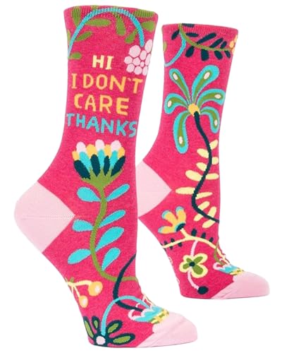 Blue Q Socks Womens Crew Hi I Dont Care Thanks Womens Shoe Size 5-10