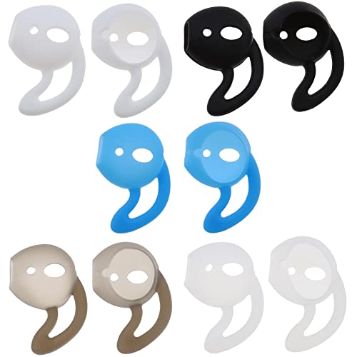 ECSiNG 5 Pares de Fundas de Ganchos para Los Oídos Almohadillas Antideslizantes de Silicona Antipérdida Compatible con AirPods 2 Y 1 Accesorios para Auriculares 5 Colores