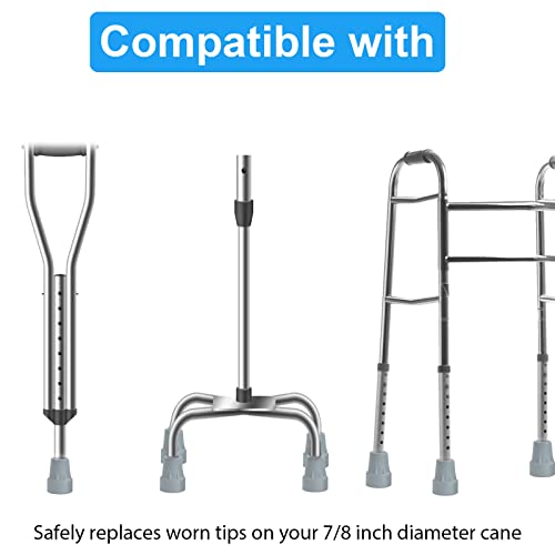 Crutch Tips, 4 Pack 7/8 Inch Heavy Duty Rubber Crutch Tips Replacement Rubber Cane Tips, Gray #TOP2