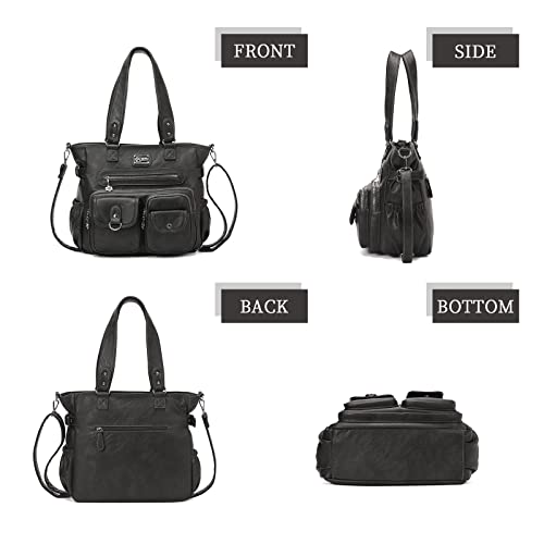 Image of KL928 Large Purses for Women Shoulder Bag Tote Handbags Stylish Vegan Leather Hobo Bags Ladies, A-Black-4 | Large