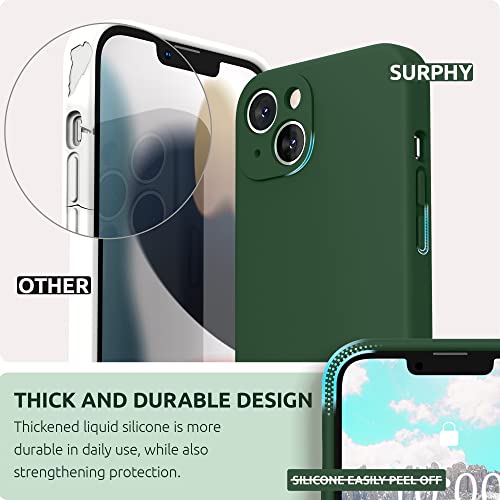 Surphy Compatible With Iphone 13 Case With Screen Protector, (Camera Protection + Soft Microfiber Lining) Liquid Silicone Phone Case 6.1 Inch 2021, Clover Green #TOP2