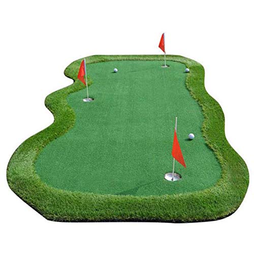 Indoor Putting Green,Golf Hitting Mat with 3 Golf Holes Putting Green Indoor Mat Game and Gift for Home, Office, Outdoor Use,Thickenedversion