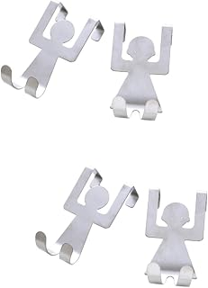 ULTECHNOVO Coat Hanger 4 pcs Cabinet Hooks Stainless Steel Hooks Door Hanger Stainless Steel Door no Trace Door Hook Clothes Rack