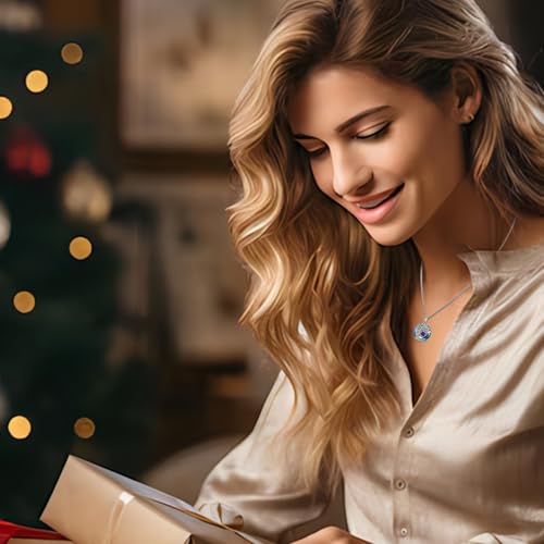 TOUPOP Tree of Life Birthstone Necklaces for Women White Gold Plated 925 Sterling Silver Irish Celtic Tree Jewelry Austrian Crystal Necklace Birthday Anniversary Christmas Gifts for Women Her Wife4