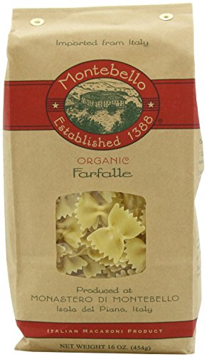 Montebello Organic Farfalle Artisan Pasta, Non GMO, 16 Ounces (Pack Of 12)