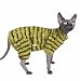 Sphynx Cat Clothes Four Leg Fleece Pajamas Super Soft Elastic Pet Clothes for Hairless Cat Surgery Recovery Suit Cat for Sphynx Devon Cornish (Green Black Stripe, X-Large)