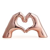 FJS Home Decor Love Heart Hands Statue, Rose Gold Heart Room Decor, Modern Art Home Decorations for Living Room Bedroom Shelf Coffee Table Centerpiece, Gift for Women Wedding