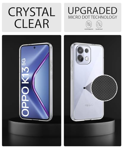 Image of WOW IMAGINE Transparent Back Cover Case for Oppo K13 5G | Raised Bumps for Full Device & Camera Protection Shockproof TPU Silicone Back Case Mobile Cover - Transparent