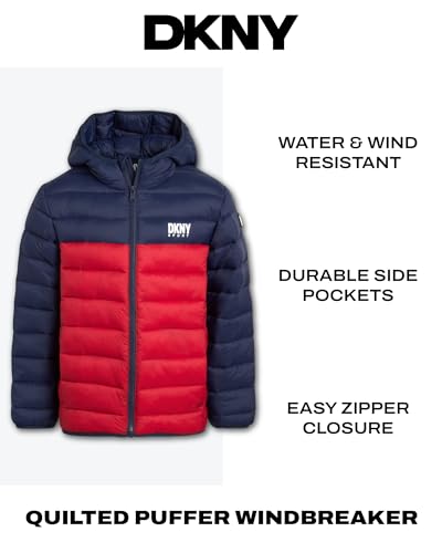 DKNY Boys Winter Jacket - Midweight Insulated Parka Quilted Winter Coat Water & Wind Resistant Hooded Puffer Jacket for Boys3