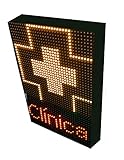 Pantalla LED programable clínicas (32x48 cm (32x32 color + línea roja), Naranja ámbar) dibujo de cruz/Veterinaria/Ortopedia/Centro médico/Farmacia