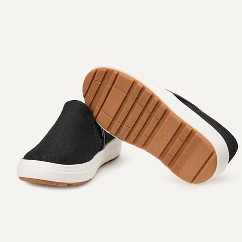 Amazon Essentials Unisex Kids' Slip-on Sneakers for Boys and Girls, Black Canvas, 5 Big Kid