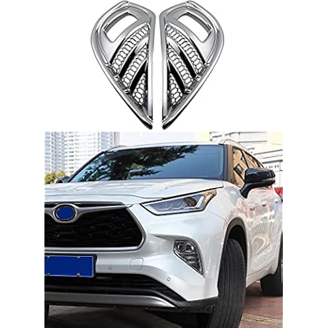 Flash2ning ABS Chrome Front Fog Lamp Cover Light Panel Compatible for Toyota Highlander 2023 2022 2020 2021 Exterior Accessories Trim, Set of 2pcs Cover