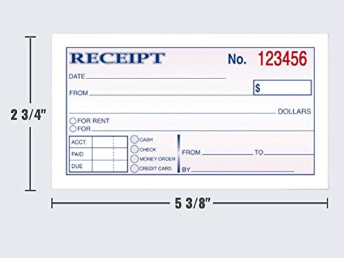 1Intheoffice Money And Rent Receipt, 2-3/4 X 5-3/8 Inches, 2-Parts, Carbonless, White/Canary, 50 Sets Per Book (2 Books) #TOP5