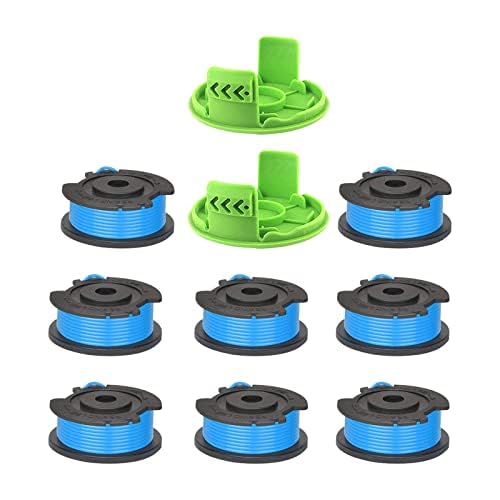 For Greenworks G24LT Trimmer Spool Lines, 1.65mm dia 4.9m long Line String Trimmer Spool, Grass Trimmer Line for Greenworks 24V Lawn Trimmers G24LT, G24LTK2, G24LT30M, G24LT30MK2 (8 Spool+2 Cover)