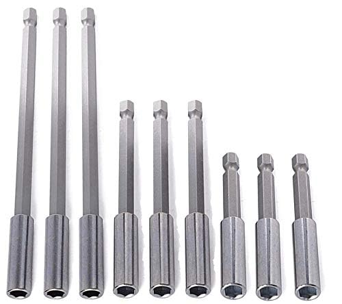 LONKER 9Piece Set Magnetic Bit Holder Extensions 2”-4”-6" - Universal 1/4 Hex Shanks That Fits Most Power Drills