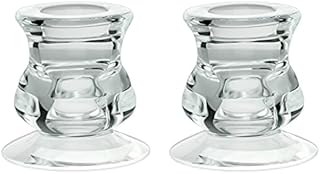 Clear Glass Candle Taper Holders, PChero 2 Packs Candlestick Holders Pillar Candle Holders for Wedding Date Home Decoration