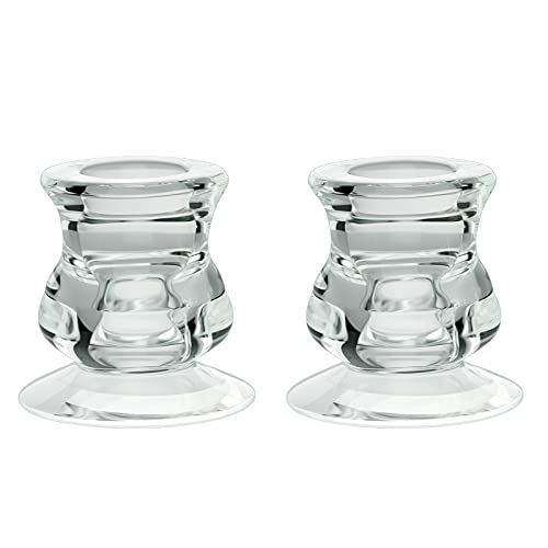 Portavelas de cristal transparente, PChero 2 paquetes de candelabros para decoración del hogar