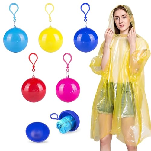 JDCMEI 5 Piezas Ponchos de Lluvia, Poncho de Lluvia Desechables Portátil, Poncho de Lluvia Transparente, Chubasquero Emergencia, Chubasqueros Impermeable para Senderismo Camping Viajes al Aire Libre