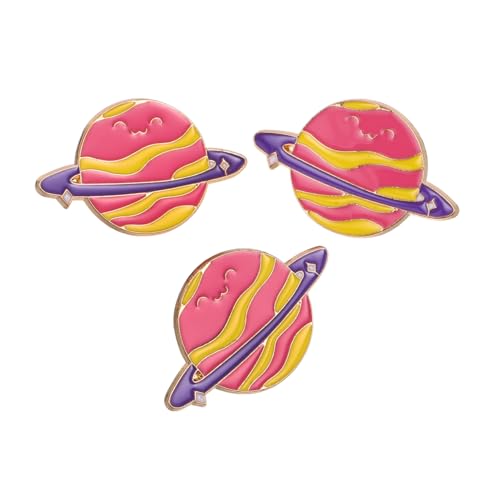 PartyKindom Outer Space 3 Pack of Enamel Planet Pins for Boys and Girls Backpack Charms Badges Lightweight