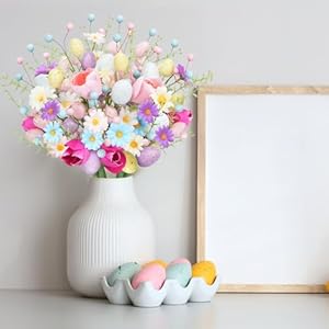 Easter Flower Picks 17Inch Silk Easter Flowers Artificial with Eggs Faux Tulip for Centerpieces Floral Arrangement Vases Spring Decor(4PCS) Easter Flower Picks 17Inch Silk Easter Flowers Artificial with Eggs Faux Tulip for Centerpieces Floral Arrangement Vases Spring Decor4PCS