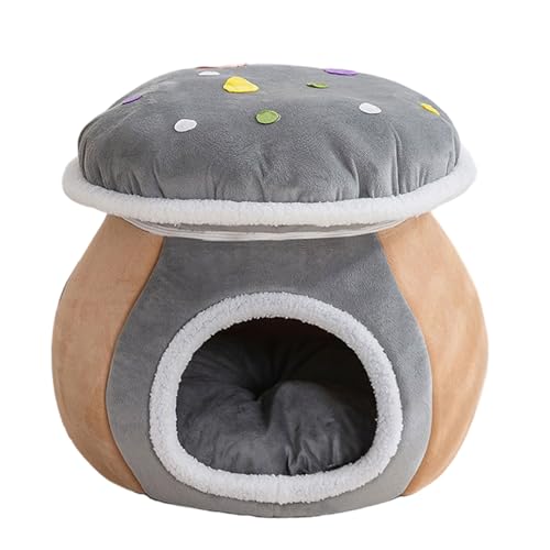 Generisch 2026 Linda cama para gatos para interior, cálida, con cojín extraíble para cachorros (gris, 30 x 22 cm)
