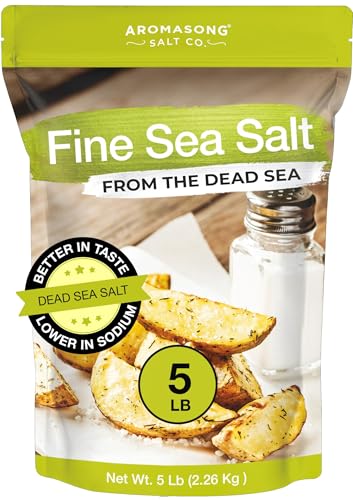 Aromasong Fine Sea Salt - 100% Pure & Natural Dead Sea Table Salt For Cooking & Baking - Bulk 5 Lb - Packaging May Vary