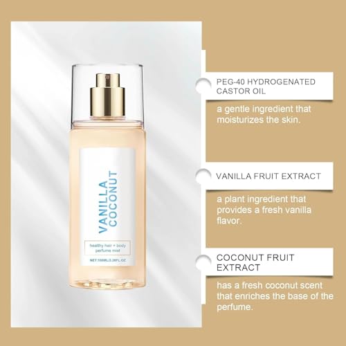 Vanille-Kokos Parfum für Haar & Körper, 100ml - Leichter Duft mit Jojobaöl, pflegend & hydratisierend, langanhaltend & nicht klebend, für Damen (100ml, 2 PCS)