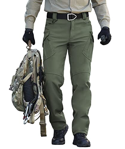 Mansdour Men's Snow Hiking Pants Winter Cargo Tactical Trousers Outdoor Softshell Water Repellent Fleece Lined Snowboard Skiing Pants Casual Windproof Military Pants #TOP2