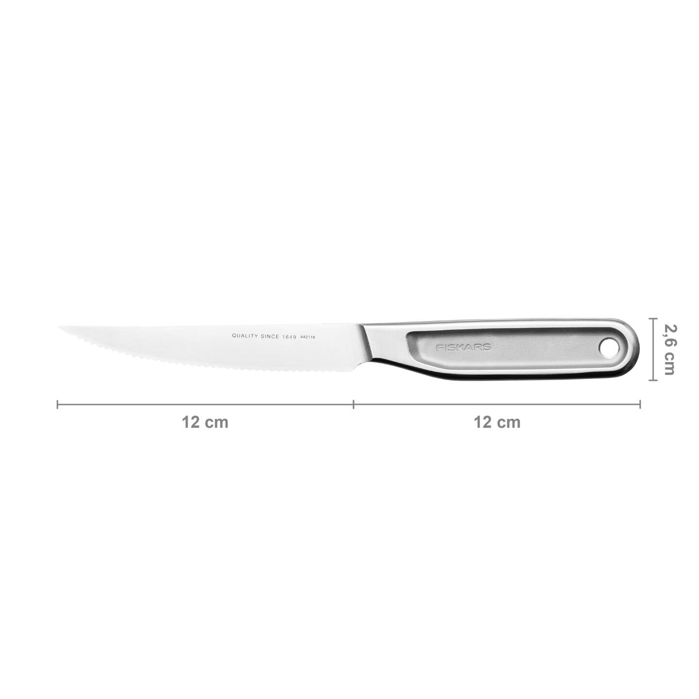 Fiskars All Steel Tomatenmesser, Gesamtlänge: 24 cm, Japanischer Aichi-Hartstahl, 1062888
