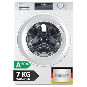 Haier Frontlader Waschmaschine 7kg I I-PRO SERIE 1 HW70-BP14929BU1 I Mit A-20% Effizienz, 1.400 U/Min. & sparsamem Inverter-Motor I Per App steuerbar I Mengenautomatik & Refresh-Programm