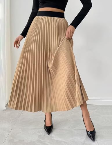 Image of ZWERLON | Women Accordian Pleat Maxi Flared Skirt