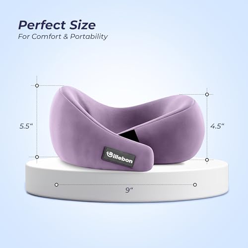 Image of Billebon Gel Infused Memory Foam Neck Pillow, Travel Pillow with Adjustable Velcro Straps, Neck Pillow for Travelling & Flight Travel, Ergonomic Support for Comfort & Pain Relief(Lavender Combo)