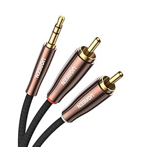 UGREEN RCA Kabel 3.5mm Male naar 2RCA Male Audio Kabel Katoen Gevlochten Aux Kabel voor Home Theater, Stereo, Tablets, Thuisbioscoop, Smartphones, TV, Versterker enz. (2M)