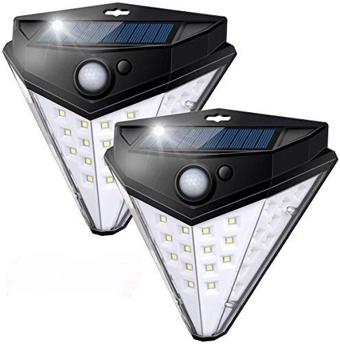 JOYWAY-Blue carbon Solar Motion Sensor Lights Outdoor, 3 Modes: Security, Always On, Smart Sensor Control. (2000LM, 2 Pack)