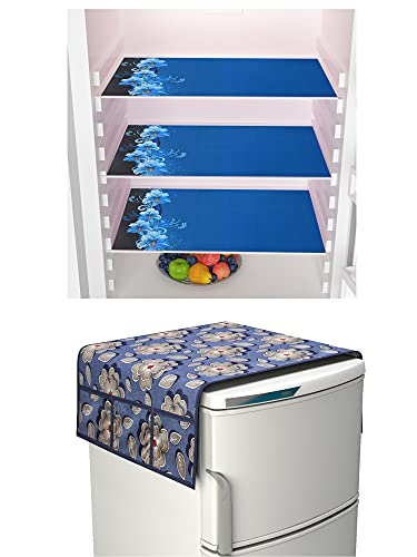 Image of Yellow Weaves Exclusive Decorative Fridge Top Cover + 3 Fridge Mat Combo